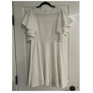 White Knee Length Professional Dress